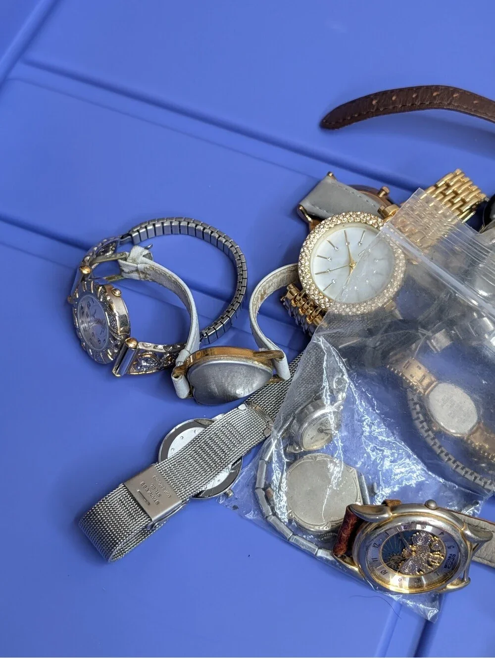 Vintage Watch Lot 2.78lb Skagen, Fossil, Anne Klein, Pocket Watches Repair/Parts